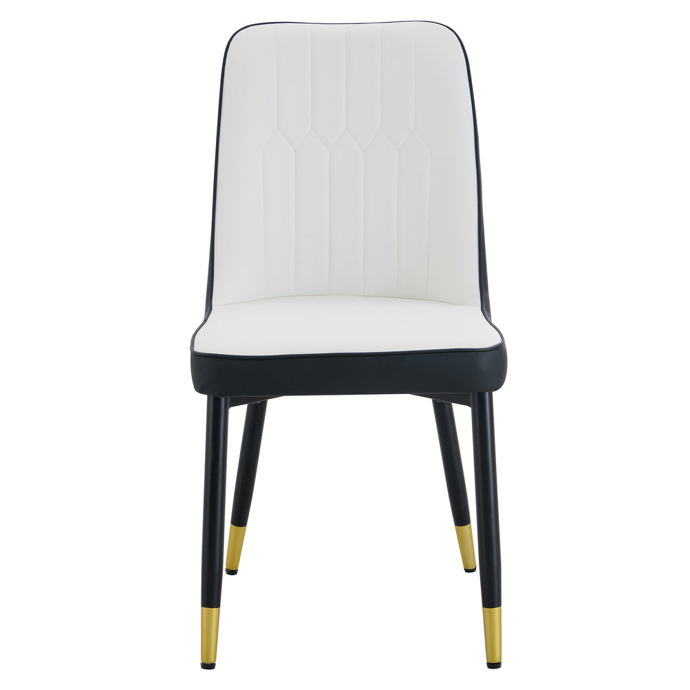English Elm Modern Two-Tone Pu Dining Chairs Set Of 4 - Elegant White & Black Design With Gold Accents & Comfort W1151P217981