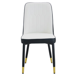 English Elm Modern Two-Tone Pu Dining Chairs Set Of 4 - Elegant White & Black Design With Gold Accents & Comfort W1151P217981