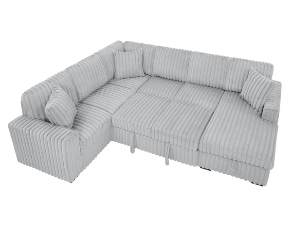 English Elm 122 Plush U-Shape Sectional Sofa Bed with USB Ports, Hidden Storage Chaise & Spacious Armrest Comfort Grey W1417S00079