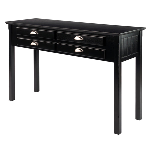 Winsome Wood Timber Console Table - Stylish Black Accent Table With Ample Storage & Elegant Brushed Aluminum Pulls Black Solid ,Composite Wood 20450-winsome-wood