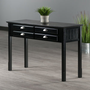 Winsome Wood Timber Console Table - Stylish Black Accent Table With Ample Storage & Elegant Brushed Aluminum Pulls Black Solid ,Composite Wood 20450-winsome-wood