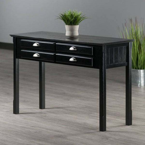 Winsome Wood Timber Console Table - Stylish Black Accent Table With Ample Storage & Elegant Brushed Aluminum Pulls Black Solid ,Composite Wood 20450-winsome-wood