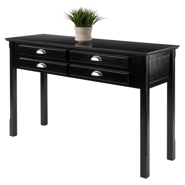 Winsome Wood Timber Console Table - Stylish Black Accent Table With Ample Storage & Elegant Brushed Aluminum Pulls Black Solid ,Composite Wood 20450-winsome-wood