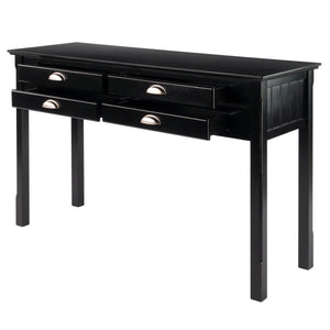 Winsome Wood Timber Console Table - Stylish Black Accent Table With Ample Storage & Elegant Brushed Aluminum Pulls Black Solid ,Composite Wood 20450-winsome-wood