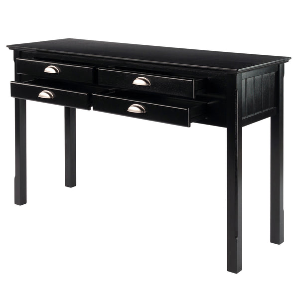 Winsome Wood Timber Console Table - Stylish Black Accent Table With Ample Storage & Elegant Brushed Aluminum Pulls Black Solid ,Composite Wood 20450-winsome-wood