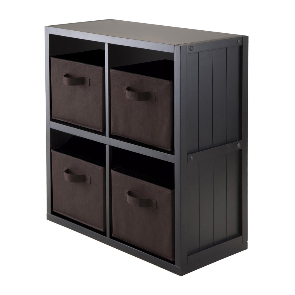 Winsome Wood Timothy 5-piece 2x2 Storage Shelf & 4 Foldable Baskets - Stylish Organization For Every Room Black Composite Wood 20452-winsome-wood