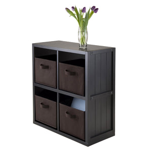Winsome Wood Timothy 5-piece 2x2 Storage Shelf & 4 Foldable Baskets - Stylish Organization For Every Room Black Composite Wood 20452-winsome-wood