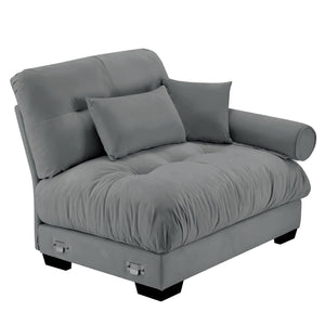 English Elm Milano Velvet Sectional Sofa Module with Bolster Arms for Modern Living Rooms W714P283158