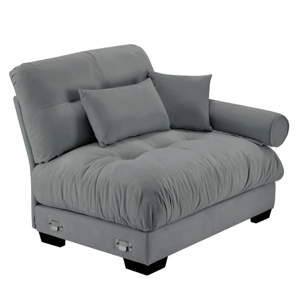 English Elm Milano Velvet Sectional Sofa Module with Bolster Arms for Modern Living Rooms W714P283158