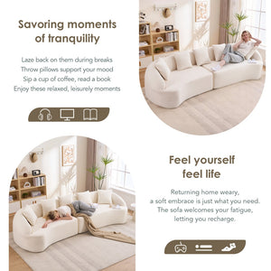 English Elm Compression Foam Curved Sectional Chenille Sleeper Sofa for Modern Living Rooms W2231S00052