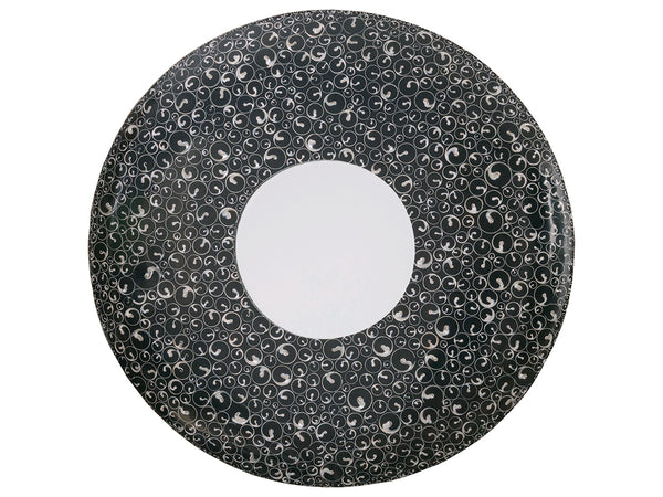 Lexington Artistica Home Mariana Round Mirror - Stunning Contemporary Design With Sliced Troca Shell And Polished Black Resin Ebony Wood 2047-902