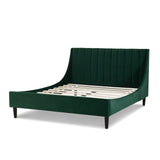 English Elm Aspen Vertical Tufted Modern Headboard Platform Bed Set, Queen, Evergreen Velvet