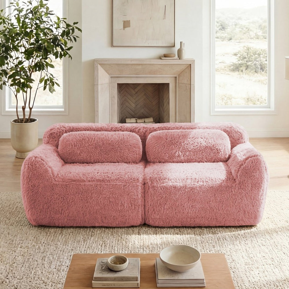 English Elm 2-seater Modular Cloud Sofa Plush Fluffy Sectional with Pillows for Living Room W714P380195