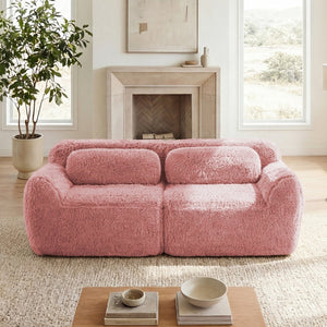 English Elm 2-seater Modular Cloud Sofa Plush Fluffy Sectional with Pillows for Living Room W714P380195