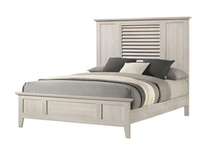 English Elm 1Pc Queen Size Bed With Louvered Headboard - Light Wood Finish For Modern Minimalist Bedrooms B2741S00294