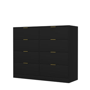 English Elm 8 Drawer Tall Chest Slim Particleboard Build Smooth Gliding Storage for Bedroom Closet Black W409S00027