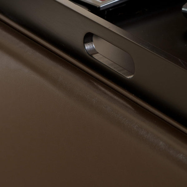 English Elm Christopher Knight Home® - DENVER 24IN Leather Storage Tray Ottoman in Chocolate with Reversible Tray-Top, Hidden Storage & Espresso Legs 53108.00PU