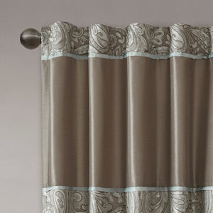 English Elm Jacquard Madison Park Aubrey Window Curtain Pair 50x84 Blue Taupe Platinum Jacquard Paisley Panels B035100442