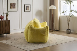 English Elm Giant Ultra Soft Fluffy Loveseat Bean Bag Sofa for Adults, Oversized Shredded Foam Couch with Pillows Yellow W3723P353896