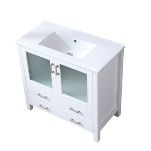 English Elm White Bath Vanity 36" W X 18.25" D With Durable Ceramic Top, Soft-Close Drawers & Elegant Storage Solutions B2731P260431-GIGA