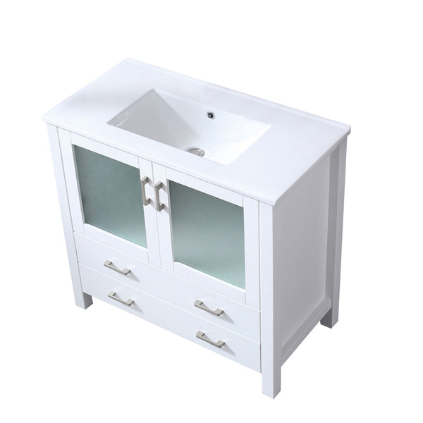 English Elm White Bath Vanity 36" W X 18.25" D With Durable Ceramic Top, Soft-Close Drawers & Elegant Storage Solutions B2731P260431-GIGA