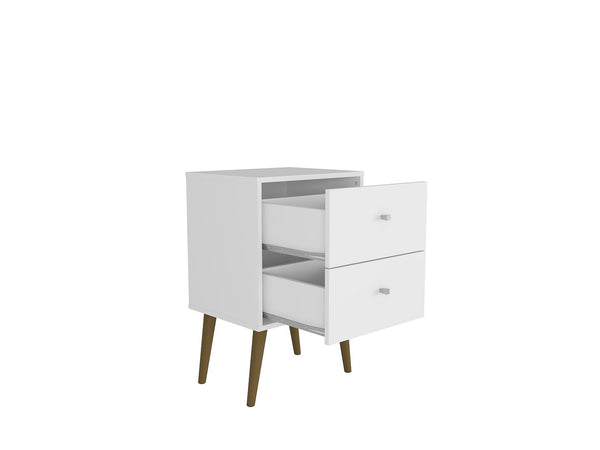 Manhattan Comfort Liberty Mid-Century Modern Nightstand White 204AMC6