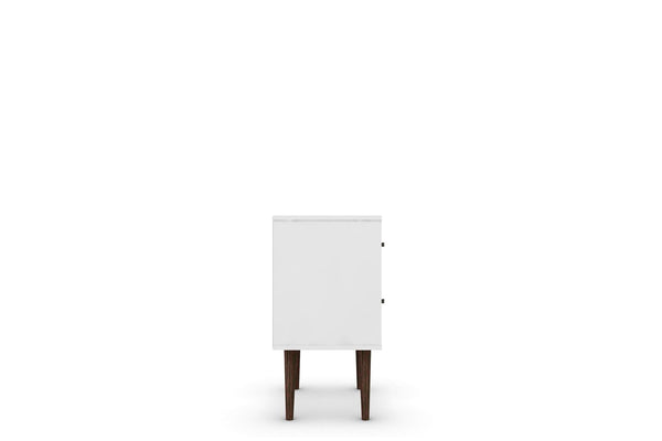 Manhattan Comfort Liberty Mid-Century Modern Nightstand White and Aqua Blue 204AMC64