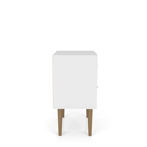 Manhattan Comfort Liberty Mid-Century Modern Nightstand White and 3D Brown Prints 204AMC67