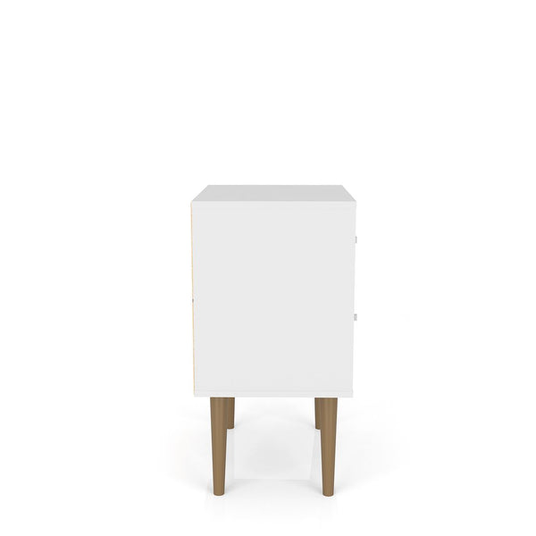 Manhattan Comfort Liberty Mid-Century Modern Nightstand White and 3D Brown Prints 204AMC67