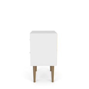 Manhattan Comfort Liberty Mid-Century Modern Nightstand White and 3D Brown Prints 204AMC67