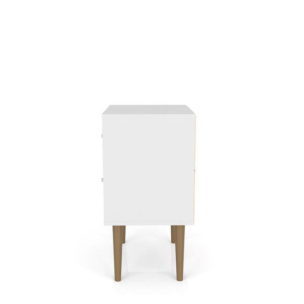 Manhattan Comfort Liberty Mid-Century Modern Nightstand White and 3D Brown Prints 204AMC67