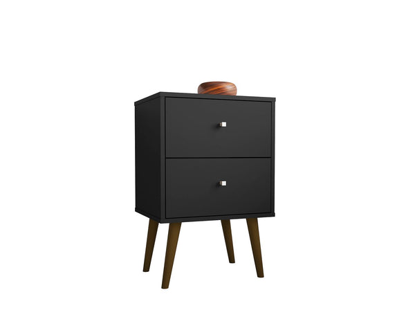 Manhattan Comfort Liberty Mid-Century Modern Nightstand Black 204AMC8