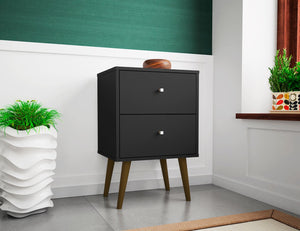 Manhattan Comfort Liberty Mid-Century Modern Nightstand Black 204AMC8