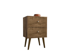 Manhattan Comfort Liberty Mid-Century Modern Nightstand Rustic Brown 204AMC9