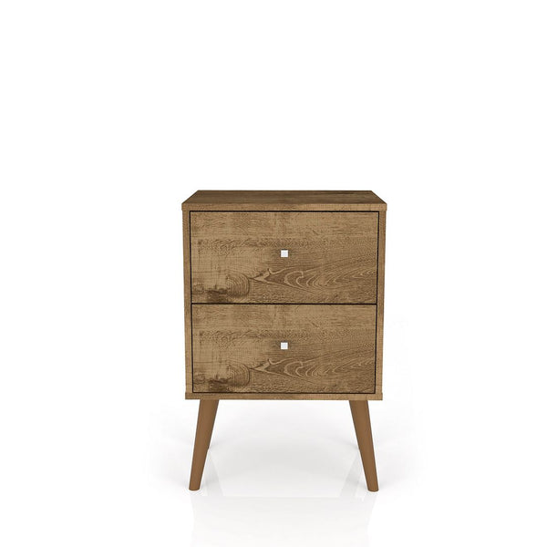 Manhattan Comfort Liberty Mid-Century Modern Nightstand Rustic Brown 204AMC9