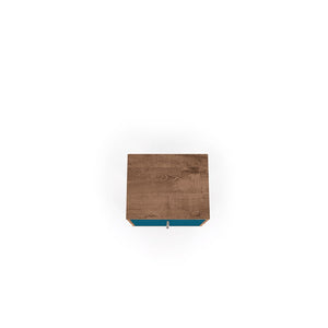 Manhattan Comfort Liberty Mid-Century Modern Nightstand Rustic Brown and Aqua Blue 204AMC93