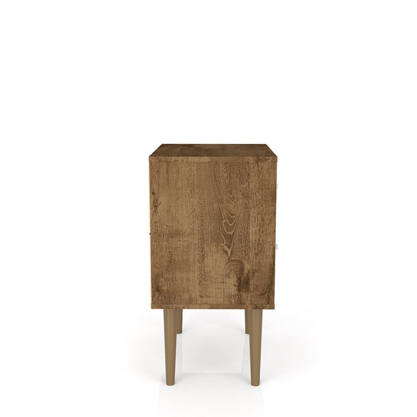 Manhattan Comfort Liberty Mid-Century Modern Nightstand Rustic Brown and 3D Brown Prints 204AMC97