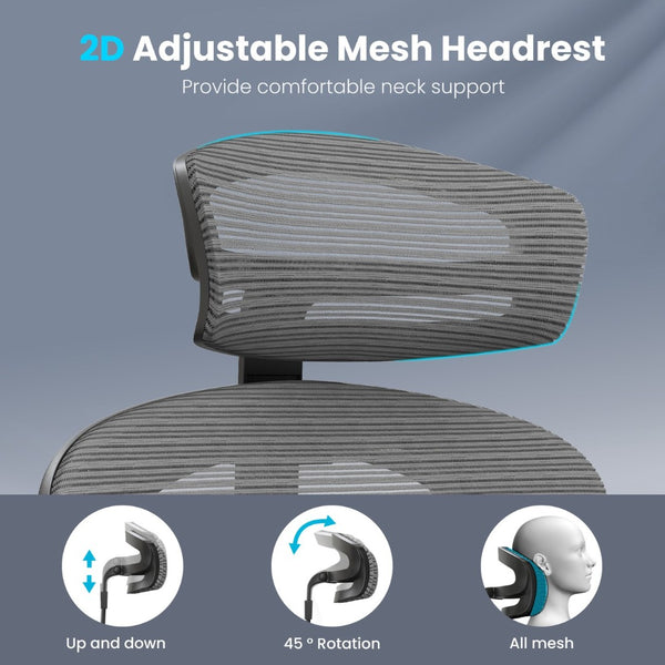 English Elm Ergonomic High Back Mesh Desk Chair with Flip up Arms and Adjustable Lumbar Support Gray T3623P435561