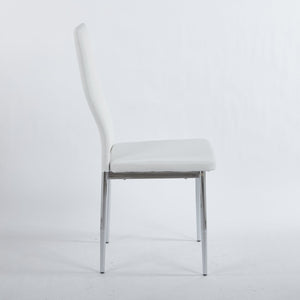 English Elm Chair Chair Set Of 4 With Chrome Legs And White Seats – Modern, Durable Design For Stylish Dining Spaces W234P302682