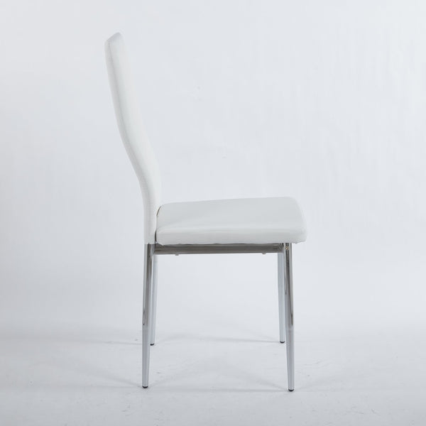 English Elm Chair Chair Set Of 4 With Chrome Legs And White Seats – Modern, Durable Design For Stylish Dining Spaces W234P302682