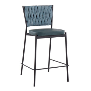 English Elm Contemporary Braided Sea Green Upholstered Counter Stools for Kitchen Islands Set of 2 B202P221683