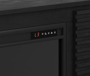 English Elm 89 Inch Fireplace TV Stand with 42" Electric Insert, Black Poplar & Okume Veneer, Fits TVs 100" B108P255364