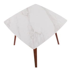 English Elm Dinette Square Marble Top Table with Walnut Bentwood Legs Seats Four Apartments B202P471543