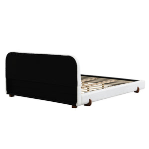 English Elm Unique White Fabric Upholstered California King Bed with Solid Rubberwood Legs N769C460502W