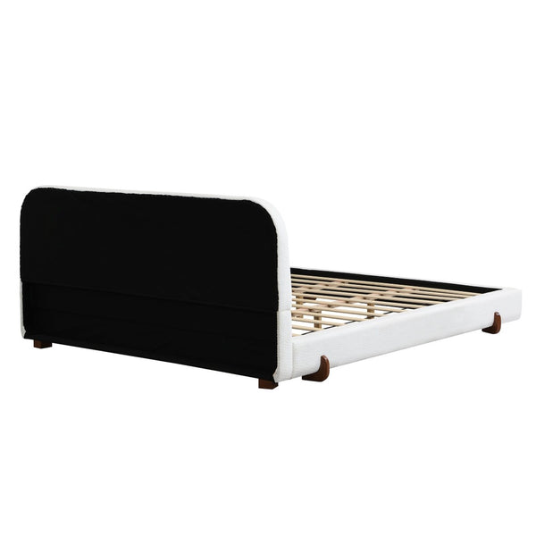 English Elm Unique White Fabric Upholstered California King Bed with Solid Rubberwood Legs N769C460502W