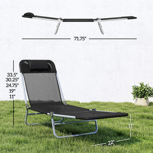 English Elm Convenient Folding Mesh Chaise Lounge with Steel Frame for Pool Patio Outdoor Tanning T3971P459782