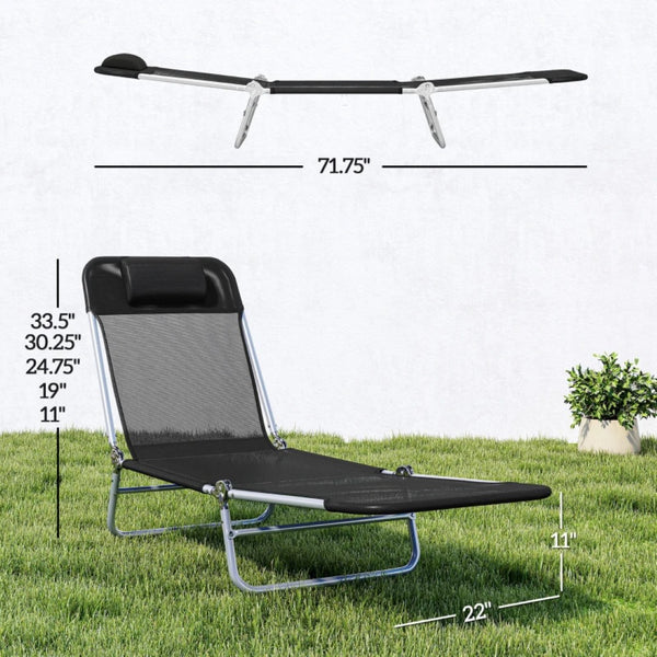 English Elm Convenient Folding Mesh Chaise Lounge with Steel Frame for Pool Patio Outdoor Tanning T3971P459782