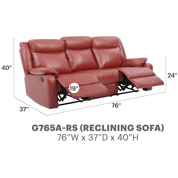 English Elm Stylish Pearl Reclining Love Seat with Padded Arms, Durable PU Upholstery, Sleek Movie-Night Comfort Red 26 L x 76 W x 30 H B078108429