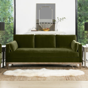 English Elm Jennifer Taylor Home - Knox 84" Modern Farmhouse Sofa In Olive Green Velvet - Durable, Cozy, And Easy-Care Comfort For Homes B2719P238333