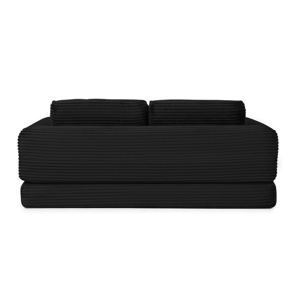 English Elm 2-in-1 Corduroy Futon Sofa Sleeper with Foam Fill and Modular Floor Profile Black W1117P417295